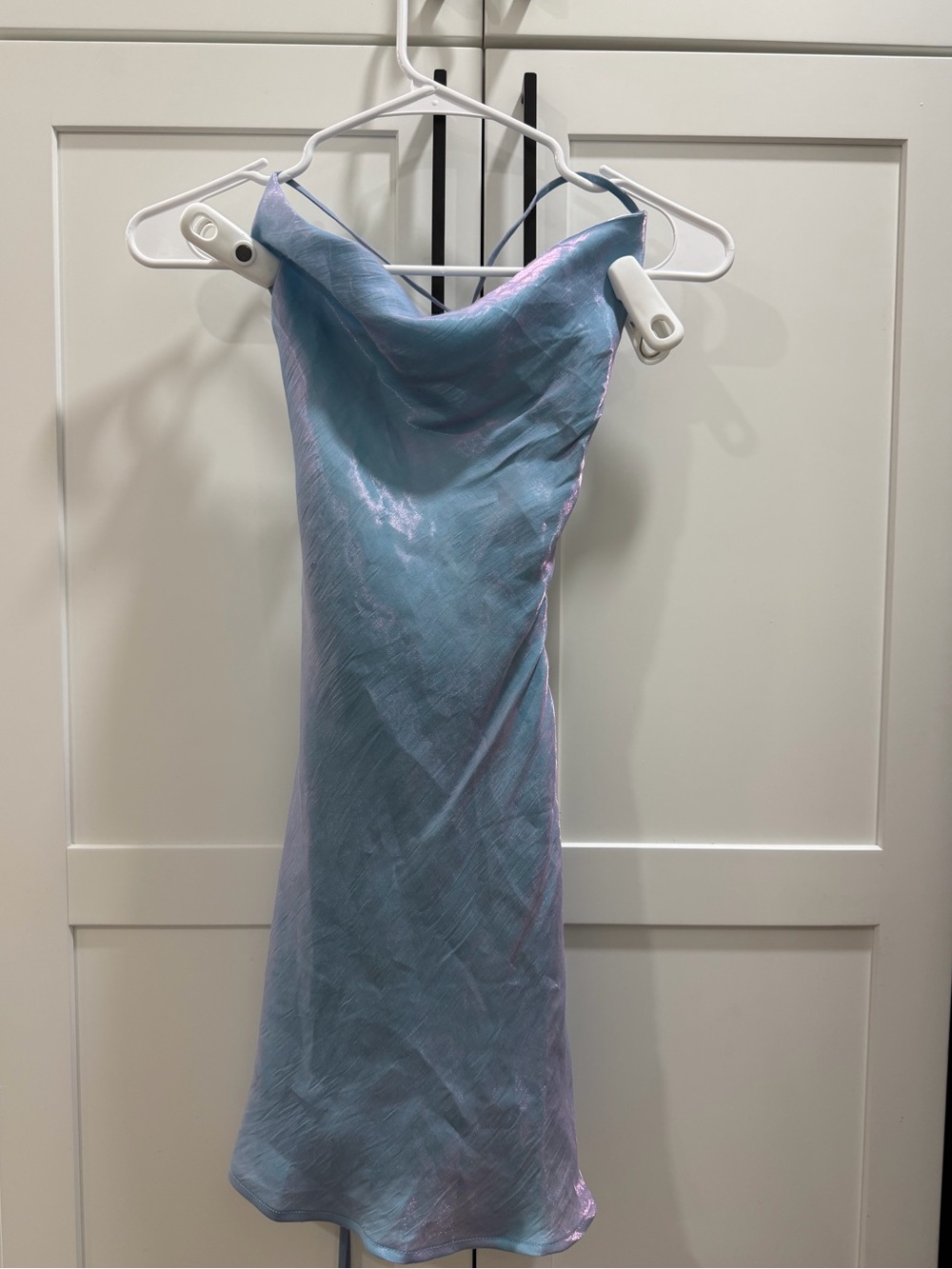 Princess Polly Iridescent Blue-Pink Strapless Slip Dress